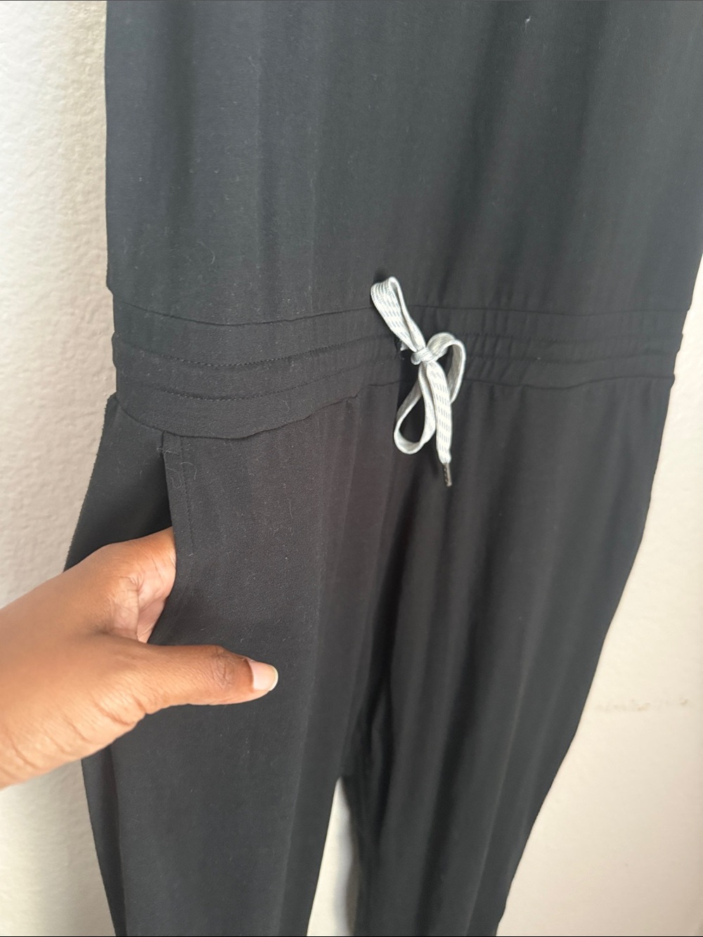 Vuori Black Racerback Jumpsuit with Drawstring s pockets lux harem - Picture 3 of 9